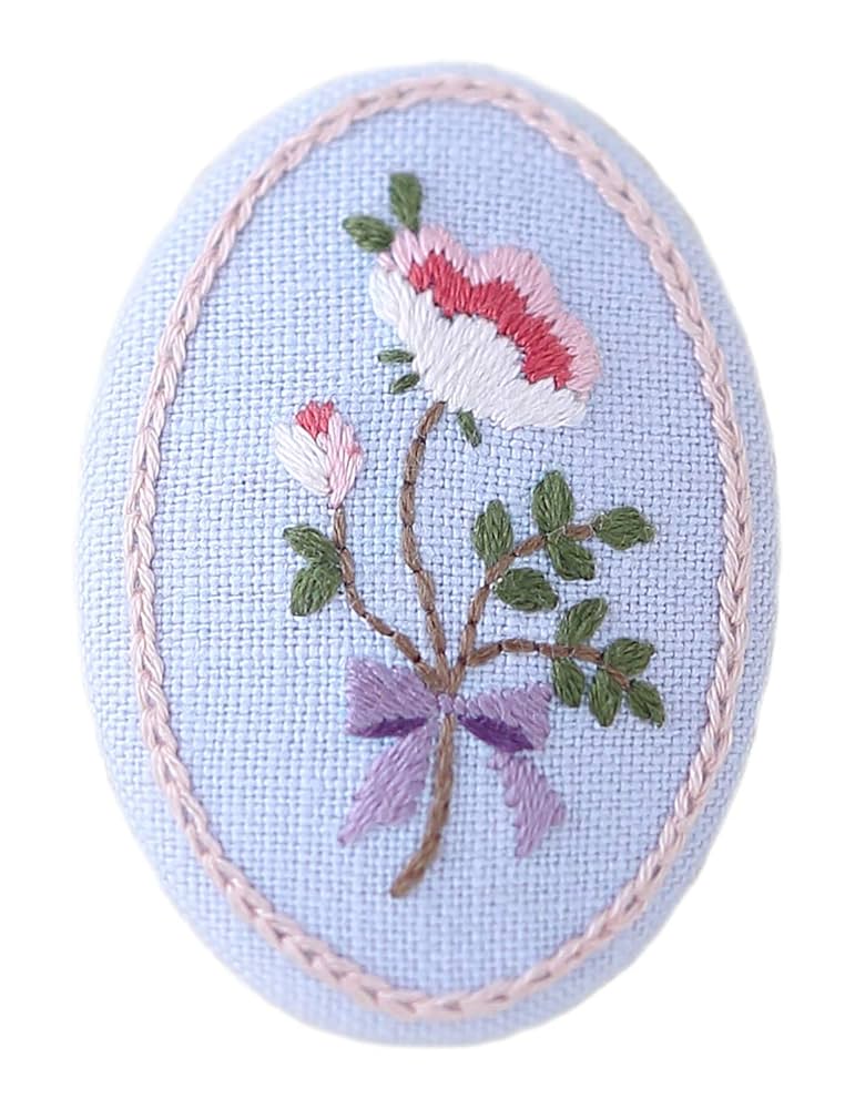 アンティークフランス 色糸野花刺繍ラウンドドイリー 矢車草 麦 ポピー デイジー アンティークフランス 色糸野花刺繍ラウンドドイリー 矢車草 麦